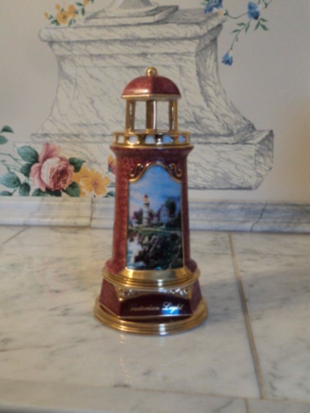 Thomas Kinkade light house ~ lights up